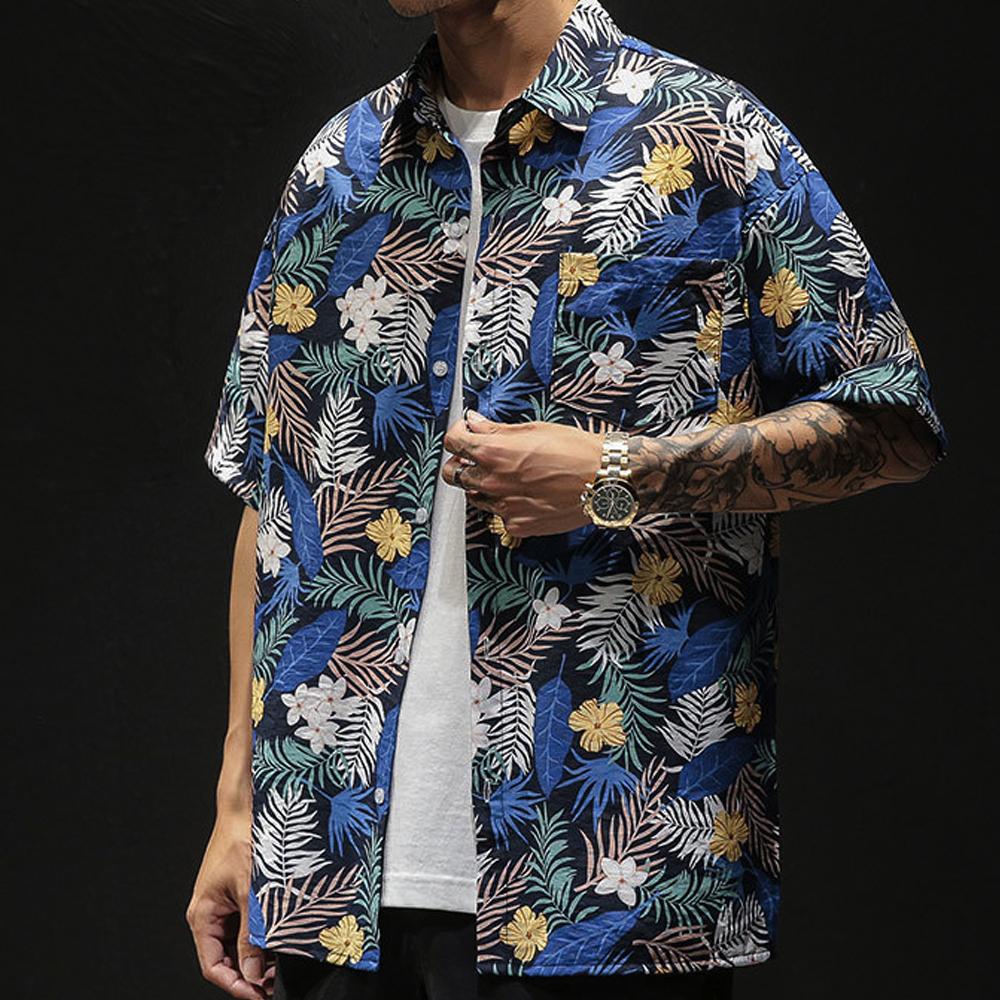 Mens Loose Fit Summer Hawaiian Shirt - Horizon Bliss