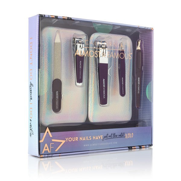 Almost Famous Manicure Kit w/ Silver Holographic travel case - Horizon Bliss