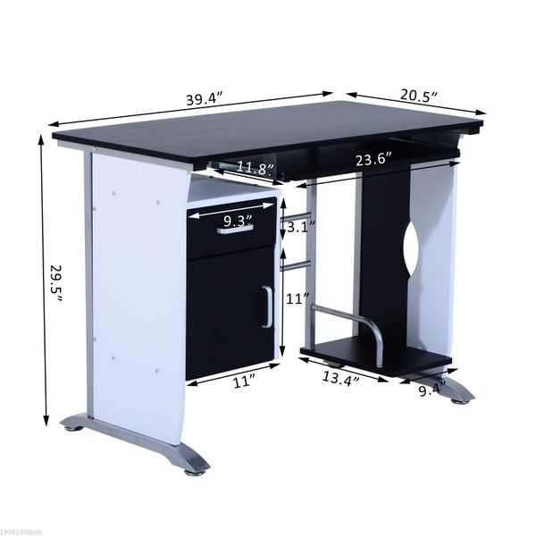 HOMCOM Computer Desk PC Table Office Furniture w/ Tray CPU Stand - Horizon Bliss