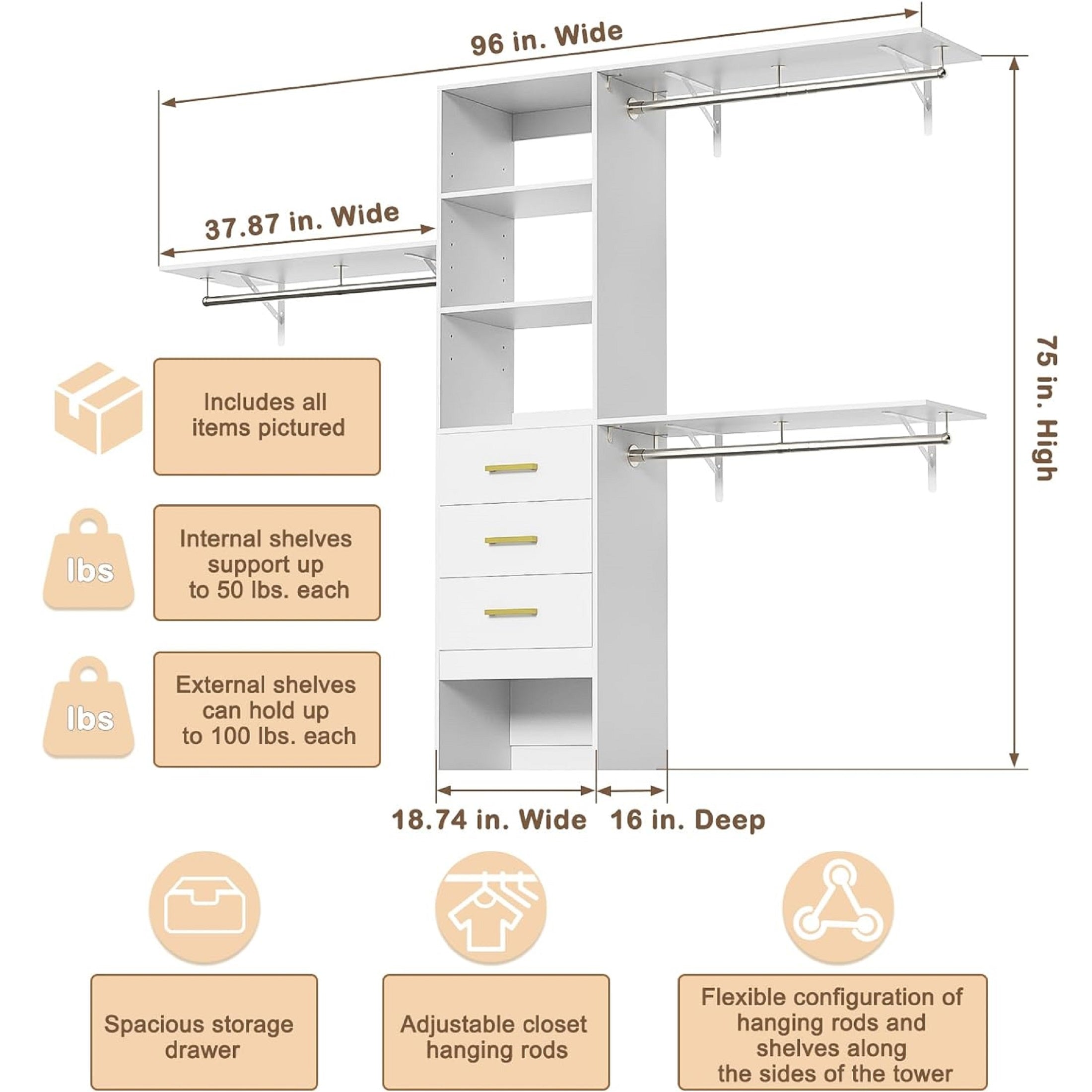 YG-306 Organizer Closet Shelves Wall Mounted Wardrobe Closet System