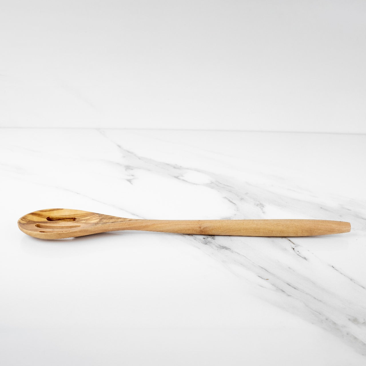 35cm (13.78") Handmade Olive Wood Slotted Spoon