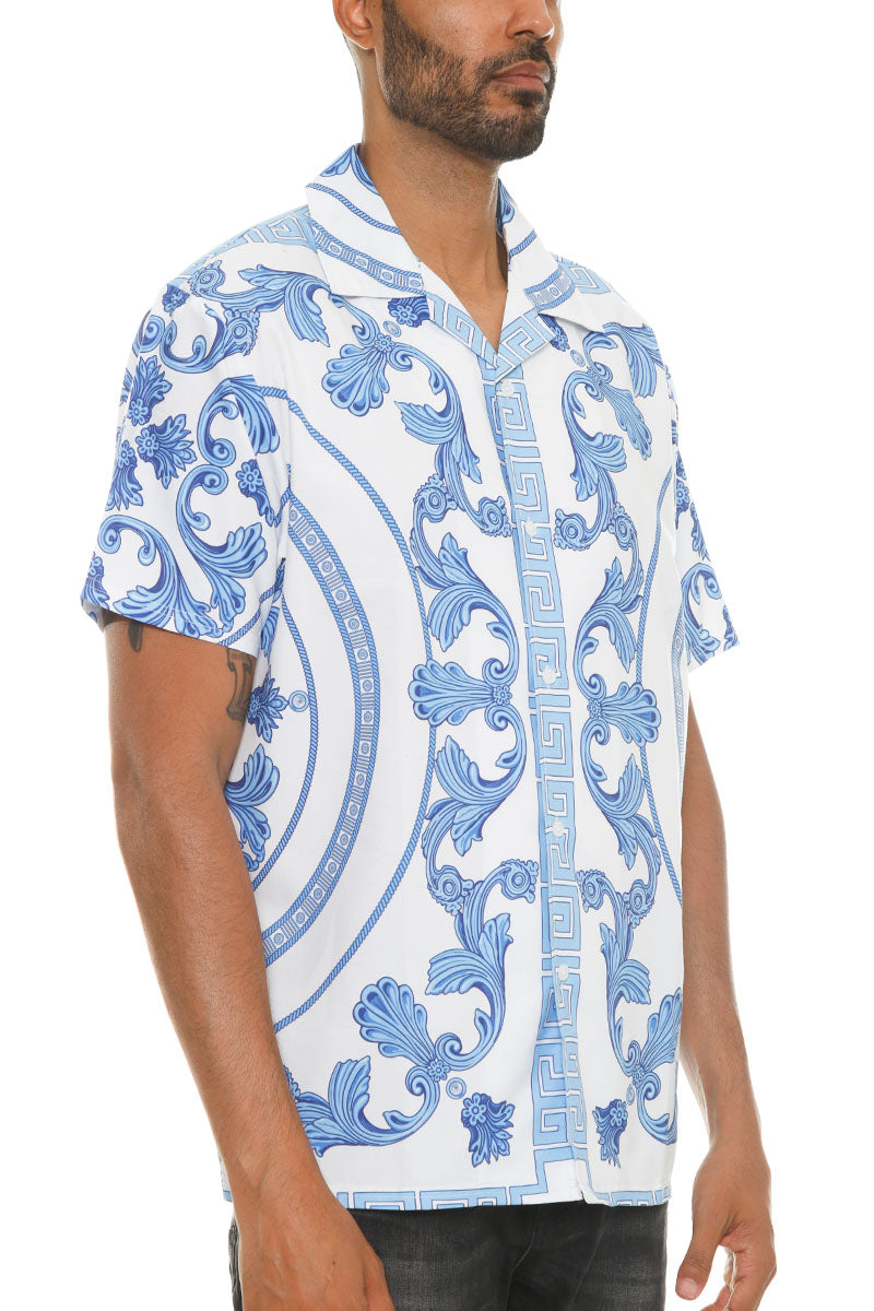 Mens Paisley Print Button Down Shirt - Horizon Bliss