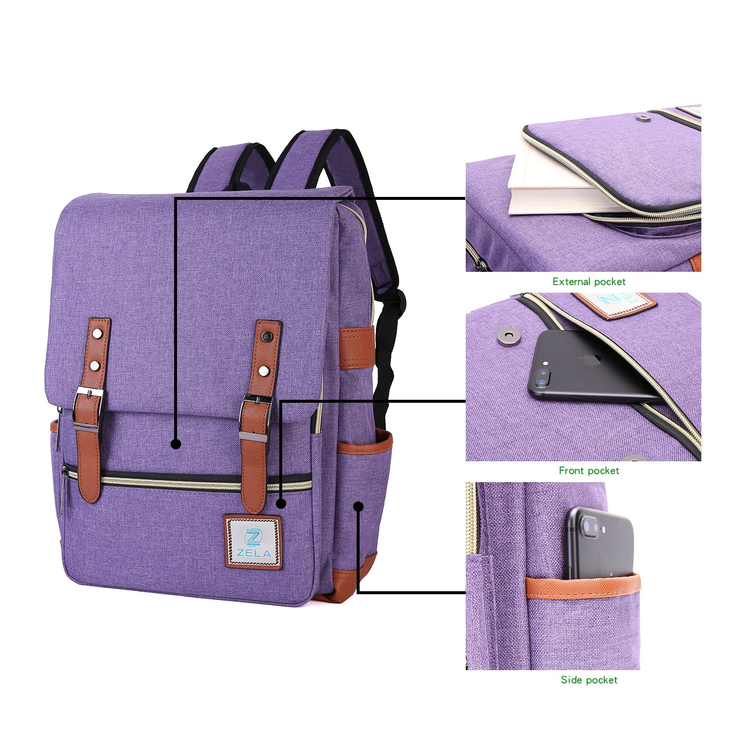 Slim Backpack ,College, School and Business Fits 15-inch Laptop-Purple - Horizon Bliss