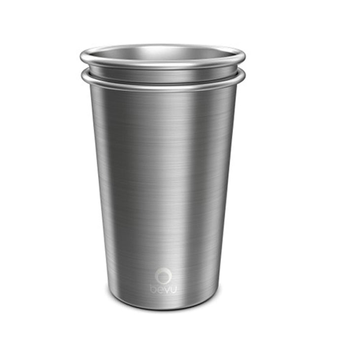 Bevu® FIESTA Steel Cups (2) Silver 470ml / 16oz. - Horizon Bliss