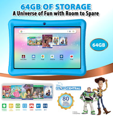 K102 Blue 10" Kids Android 64GB Tablet with Disney E-books and videos - Horizon Bliss