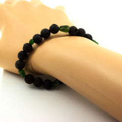 Diopside from Brazil + Lava Bracelet 8 mm Beads. - Horizon Bliss