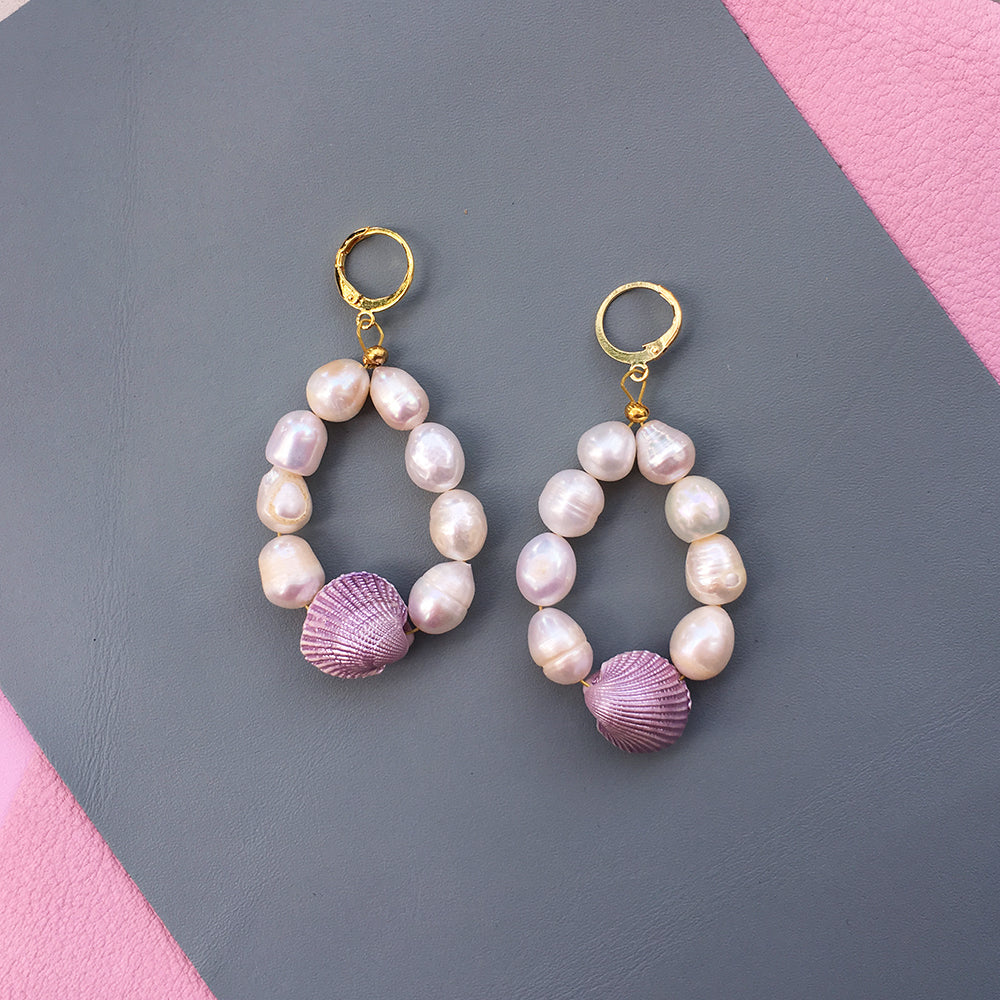 Candy Shell Pearl Earrings - Horizon Bliss