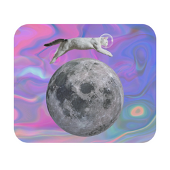 Astronaut Cat Jumping Over Moon Mouse Pad