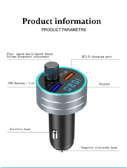 QC 3.0 Dual USB Fast Car Charger with Bluetooth Mp3 Player - Horizon Bliss