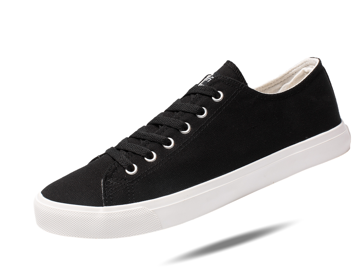 Retro Black/White Canvas Sneakers Unisex Size - Cushioned Insole - Horizon Bliss