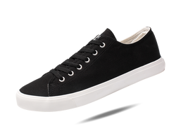 Retro Black/White Canvas Sneakers Unisex Size - Cushioned Insole - Horizon Bliss