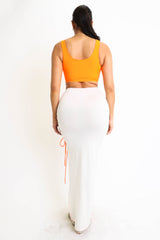 ColorBlock Side Lace up Top & Matching Maxi Skirt 2 Piece Outfit Set - Horizon Bliss