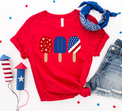 1351-4th of July Popsicles T-shirt - Horizon Bliss