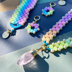 Pastel Rainbow Amethyst Necklace - Horizon Bliss