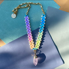 Pastel Rainbow Amethyst Necklace - Horizon Bliss