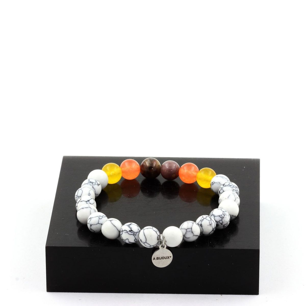 Ruby, Burma + Orange Chalcedony + Yellow Agate + Howlite Bracelet - Horizon Bliss