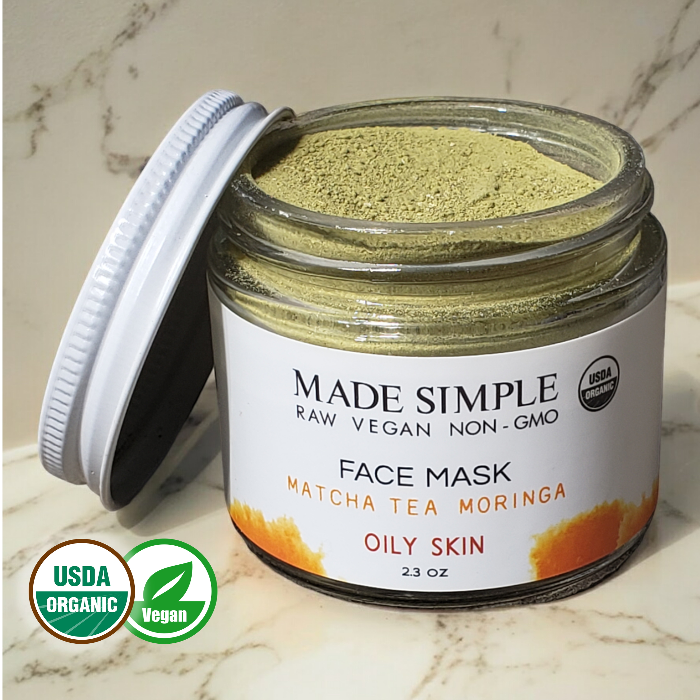 Certified Organic Vegan Match Tea Moringa Face Mask - Horizon Bliss