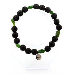 Diopside from Brazil + Lava Bracelet 8 mm Beads. - Horizon Bliss