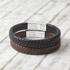 Personalized Leather Bracelet With Hidden Message, Boyfriend Gifts - Horizon Bliss