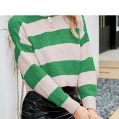 Womens Cropped Striped Sweater - Horizon Bliss