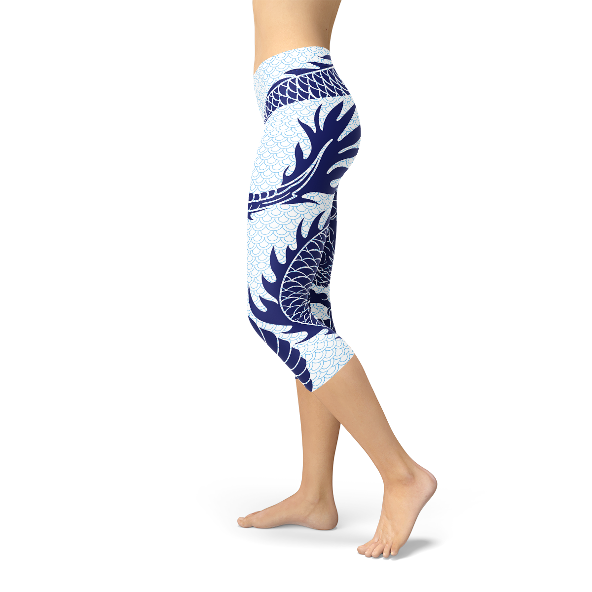 Womens Japanese Dragon Capri Leggings - Horizon Bliss