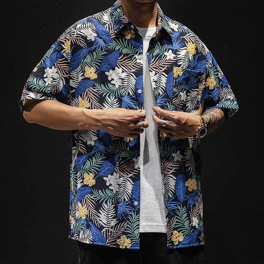 Mens Loose Fit Summer Hawaiian Shirt - Horizon Bliss