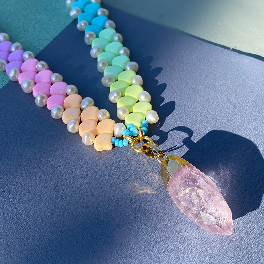 Pastel Rainbow Amethyst Necklace - Horizon Bliss