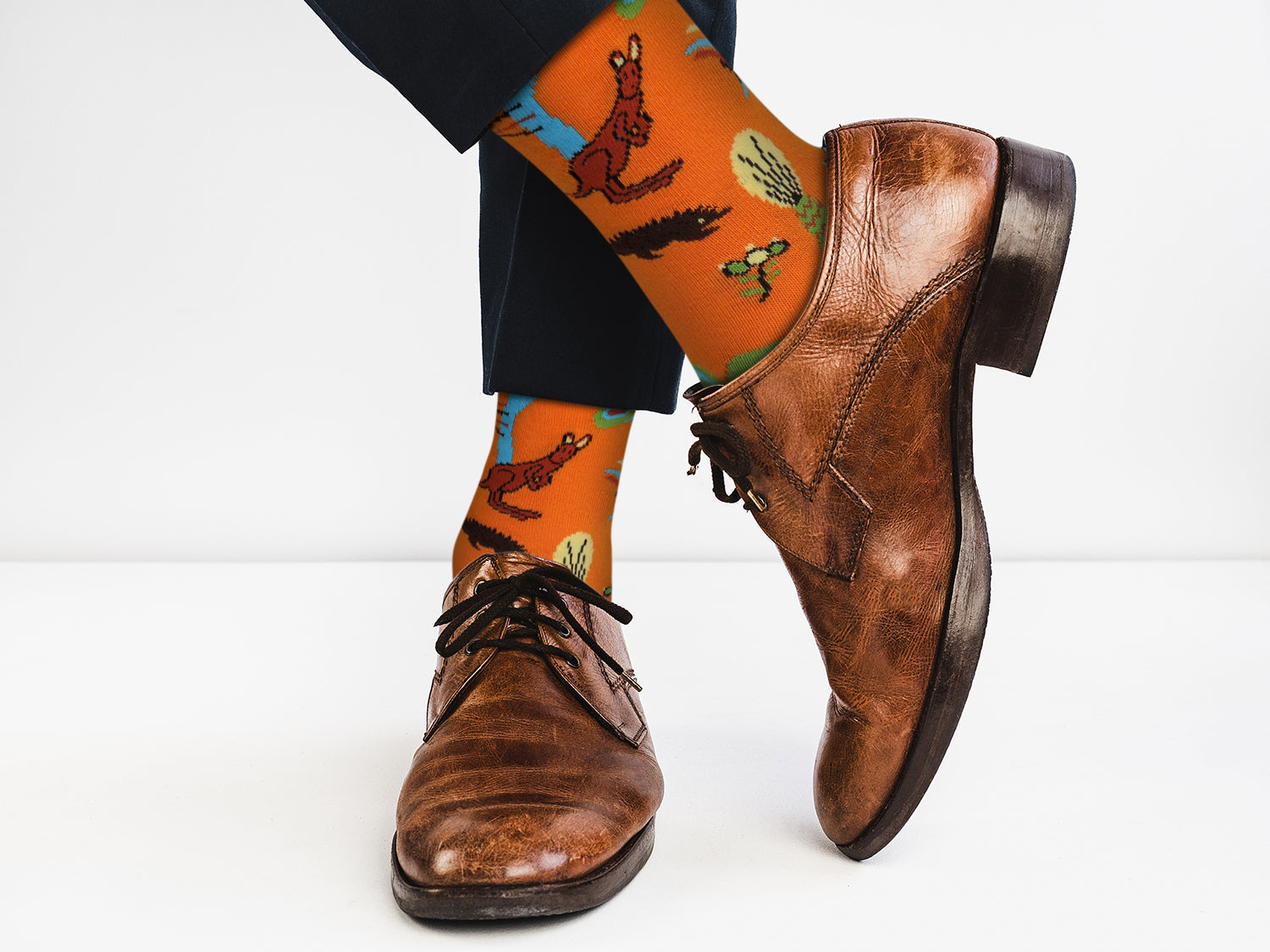 Sick Socks – Kangaroo ( Orange) – Casual Dress Socks - Horizon Bliss