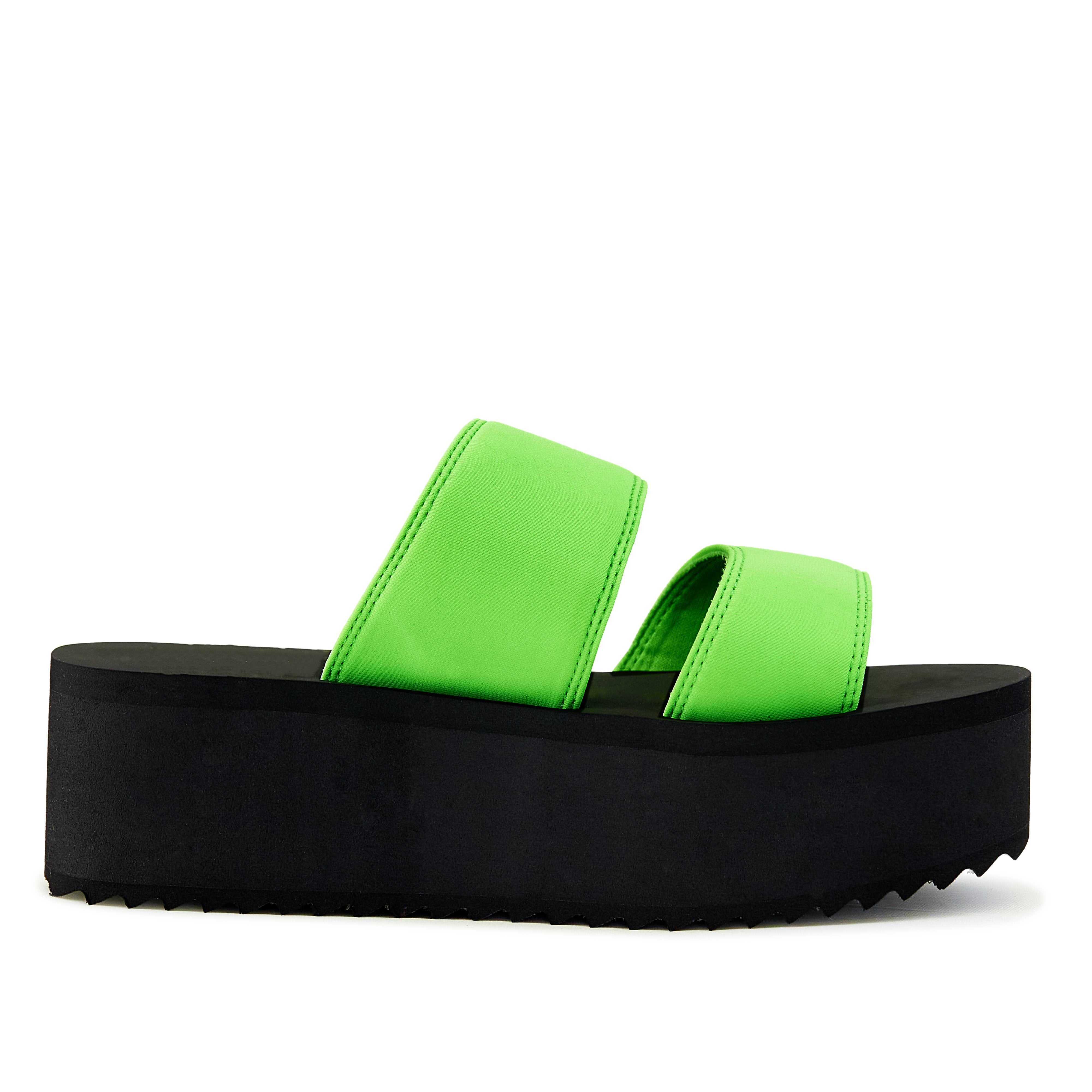 Women's Platform Sandal 2 Band Neon Green - Horizon Bliss