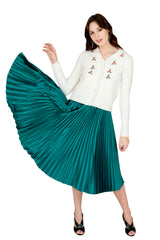 Emerald Green Pleated Skirt - Horizon Bliss