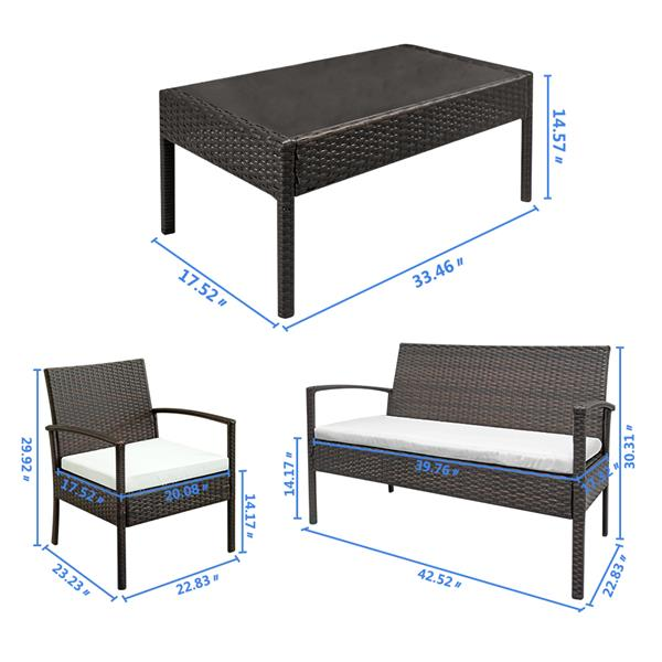 4PCS Rattan Patio Furniture Set - Horizon Bliss