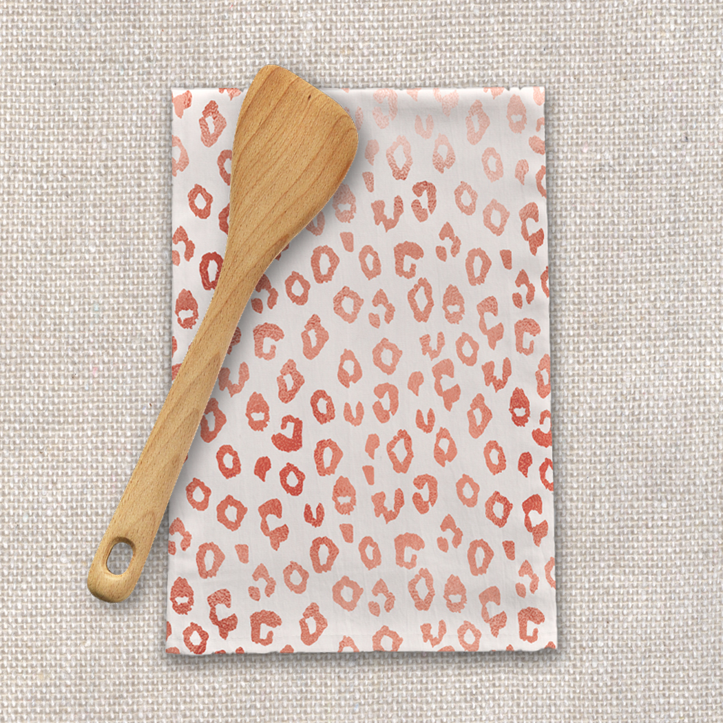 Rose Gold Leopard Print Tea Towel