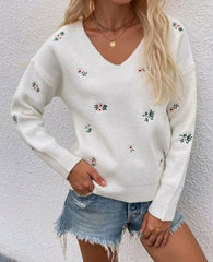 Loose Flower Knit Bottoming Sweater - Horizon Bliss