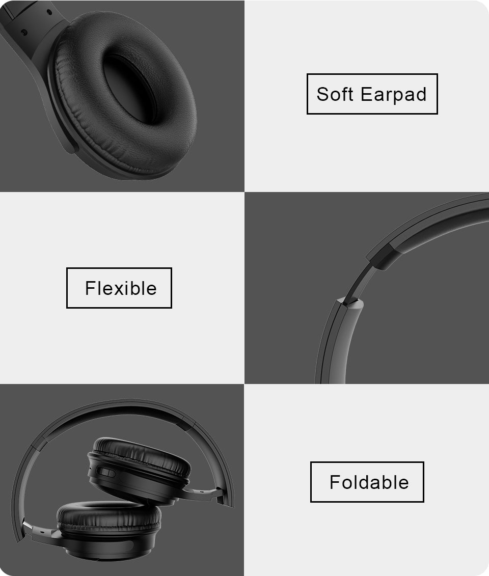 Noise Canceling Stereo Foldable Bluetooth V5.0 Wireless Headphones