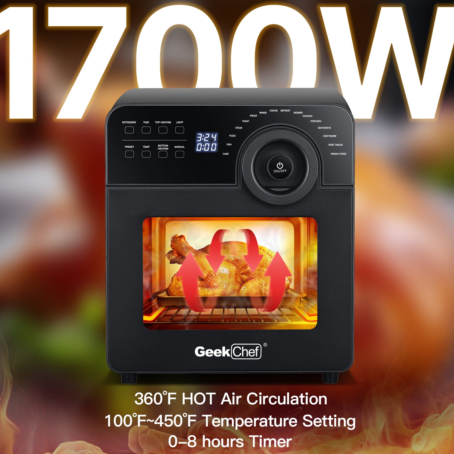 Geek Chef 1700W Convection Air Fryer Toaster Oven - Horizon Bliss