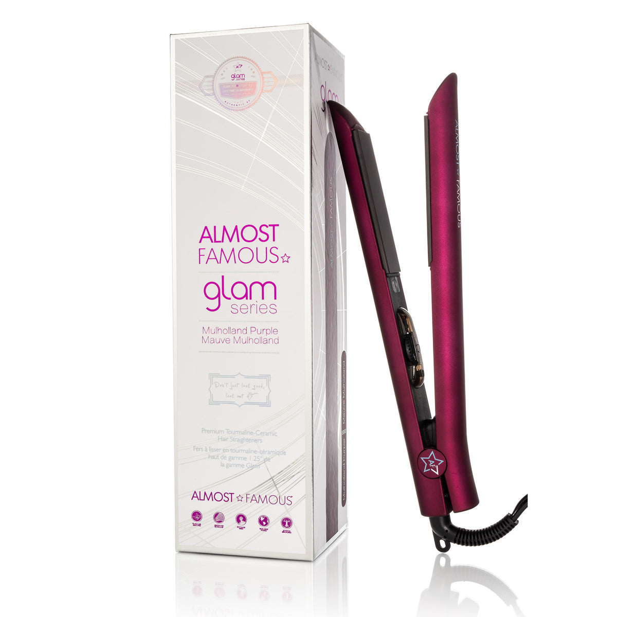 Almost Famous 1.25" Glam Series Flat Iron with Luxe Gem Infused Plates - Horizon Bliss