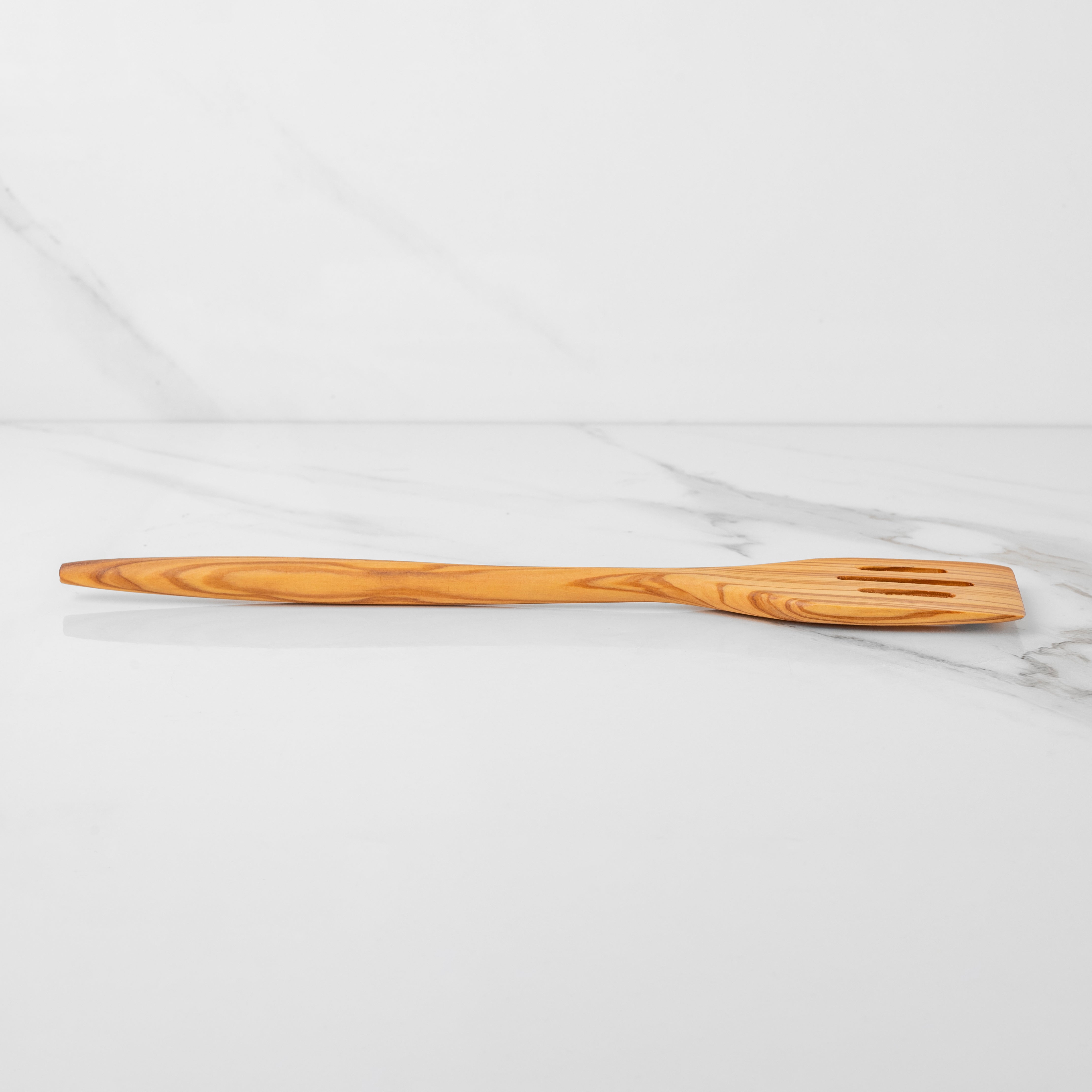 35cm (13.78") Olive Wood Slotted Spatula, Handmade