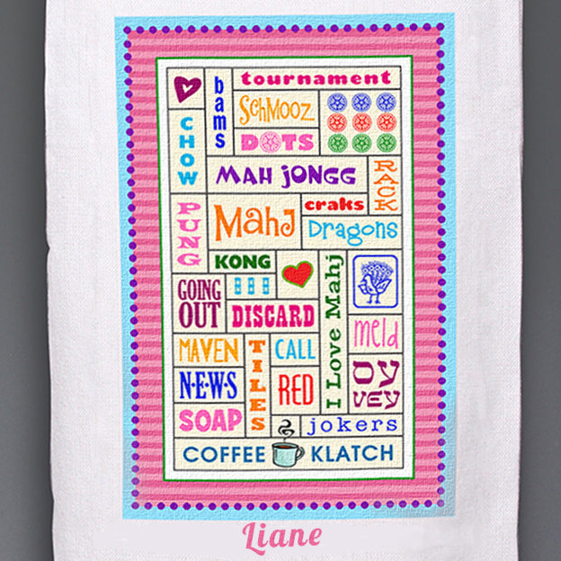 Whimsical Mah Jongg Tea Towel