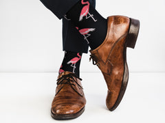 Sick Socks – Flamingo (Black) – Exotic Animals Casual Dress Socks - Horizon Bliss