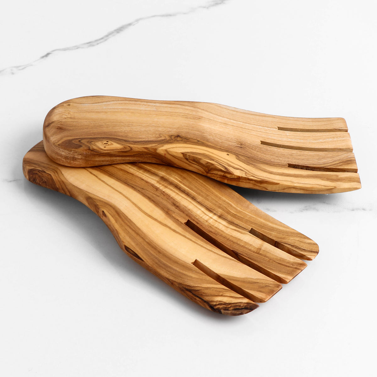 Handmade Olive Wood Salad Hands – 2-Piece Serving Set