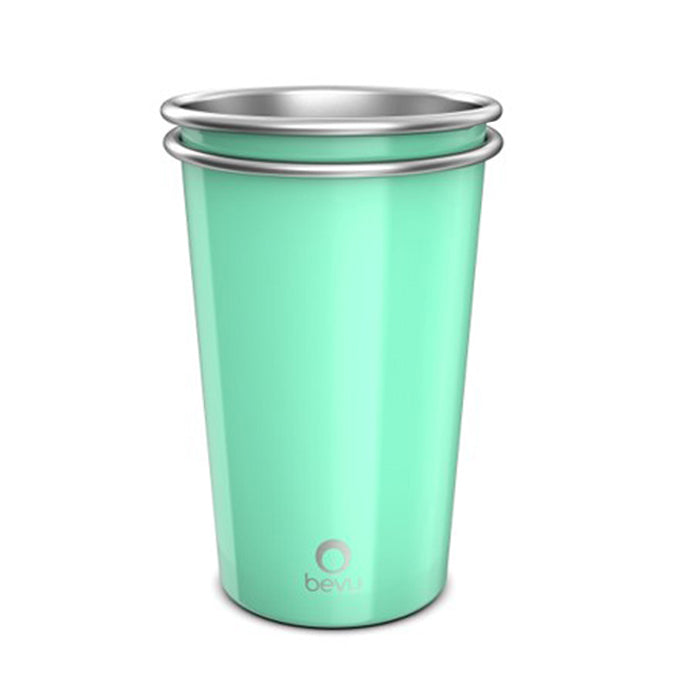 Bevu® FIESTA Steel Cups (2) Mint 470ml / 16oz. - Horizon Bliss