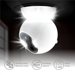 Zeus 360-Degree Indoor Camera - White, AI Detection, Night Vision - Horizon Bliss