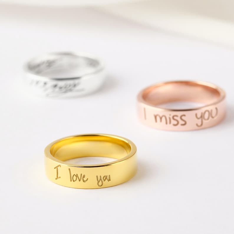 Custom Handwriting Ring, Handwriting Jewelry, Ring With Handwriting