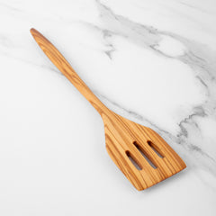 35cm (13.78") Olive Wood Slotted Spatula, Handmade