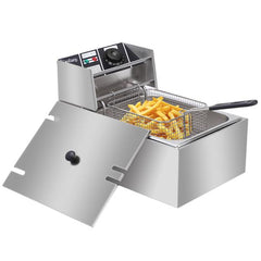 2500W MAX 110V 6.3QT/6L Stainless Steel Single Cylinder Electric Fryer - Horizon Bliss