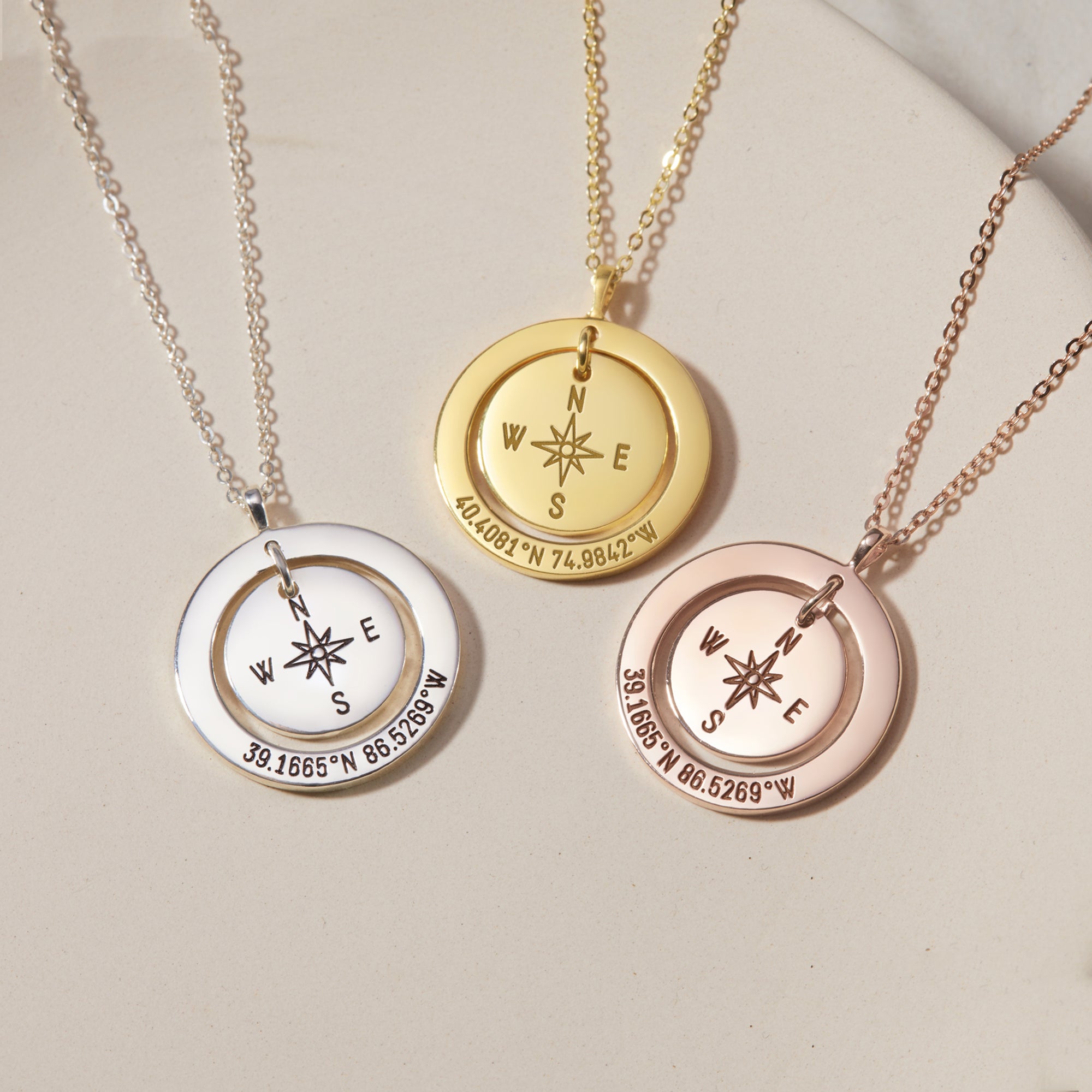 Coordinates Necklace • Long Distance Gift • Latitude Longitude jewelry - Horizon Bliss