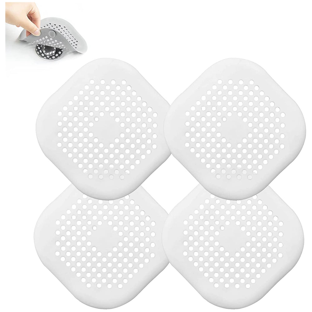 4Pcs Square Hair Drain Cover for Shower Hair Stopper with Suction Cup