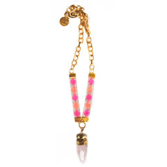 St Tropez Crystal Quartz Necklace - Neon Pink - Horizon Bliss