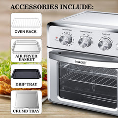 Stainless steel 1500W Air fryer toaster oven with 4 blades - Horizon Bliss