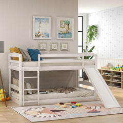 Twin over Twin Low Bunk Bed with Slide and Ladder - Horizon Bliss